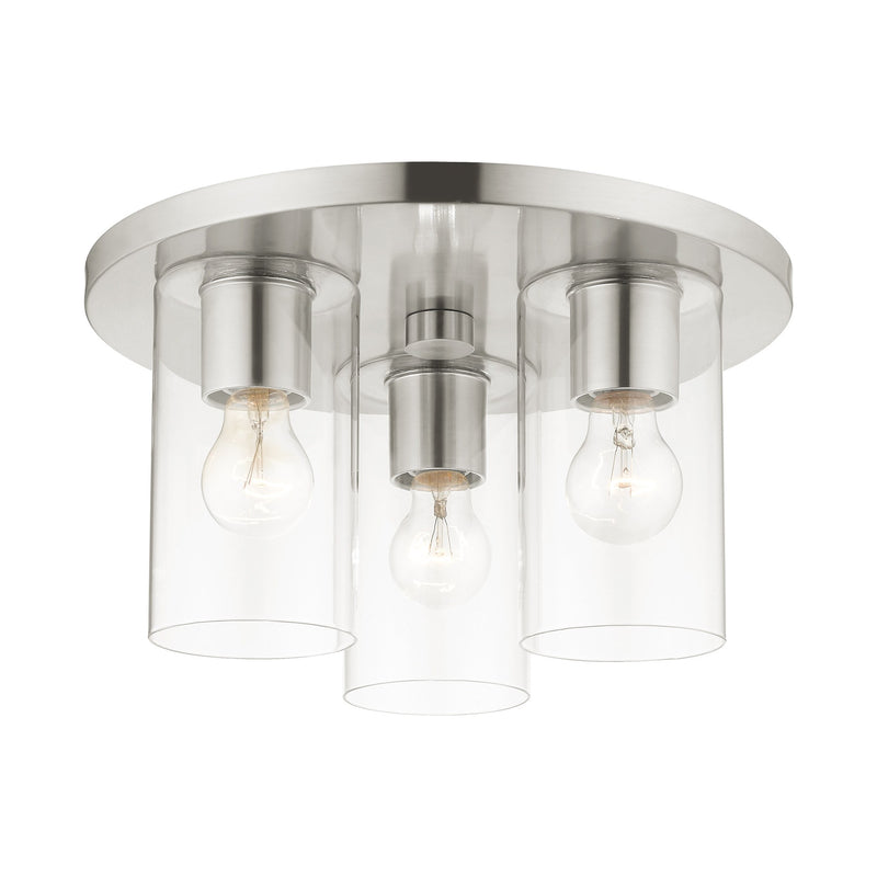 Zurich 3-Light Large Flush Mount in Brushed Nickel