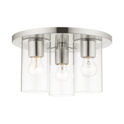 Zurich 3-Light Large Flush Mount in Brushed Nickel