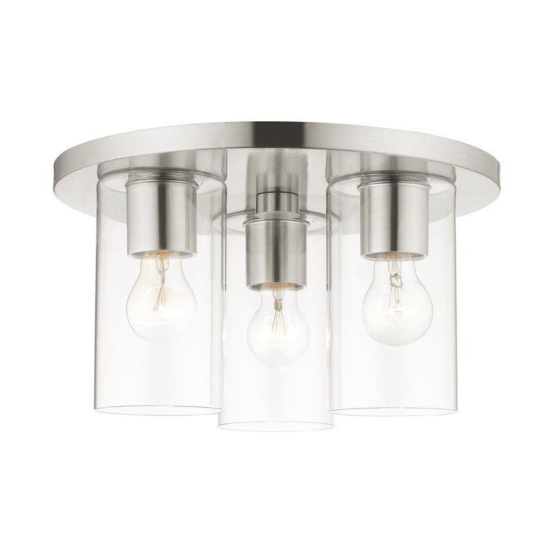 Zurich 3-Light Large Flush Mount in Brushed Nickel