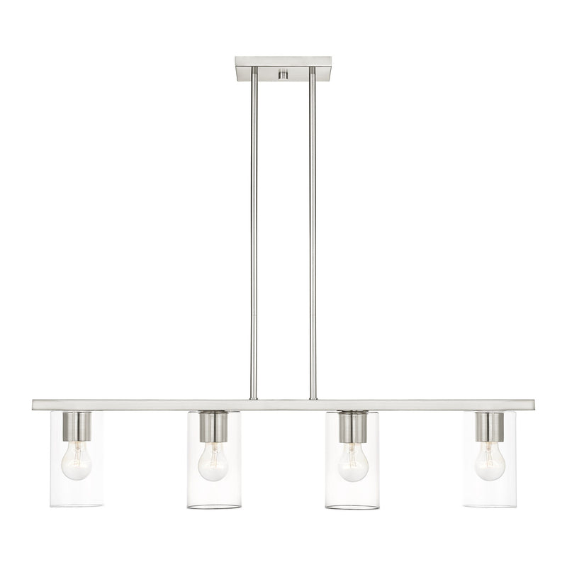 Zurich 4-Light Linear Chandelier in Brushed Nickel