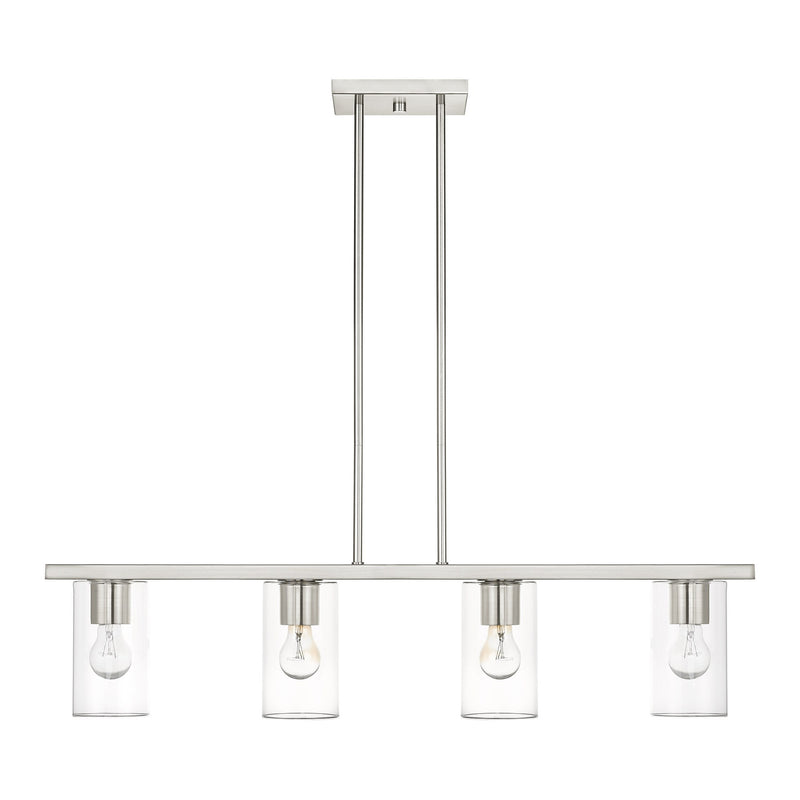 Zurich 4-Light Linear Chandelier in Brushed Nickel