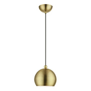 Stockton Globe Mini Pendant in Antique Brass with Polished Brass Accents
