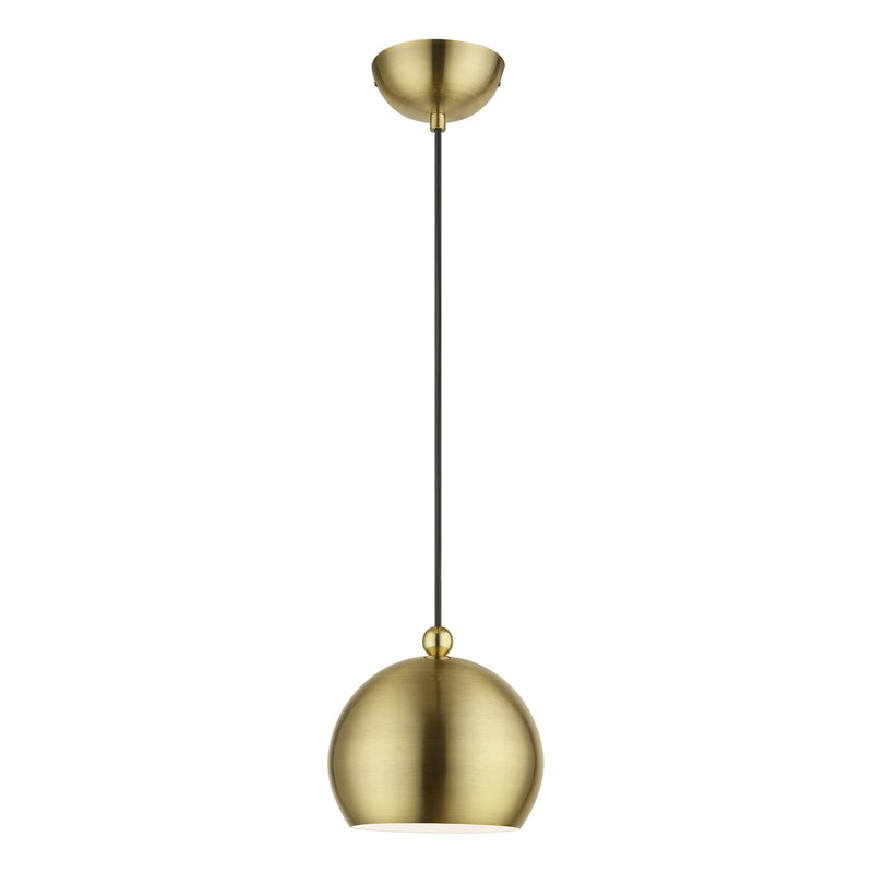 Stockton Globe Mini Pendant in Antique Brass with Polished Brass Accents