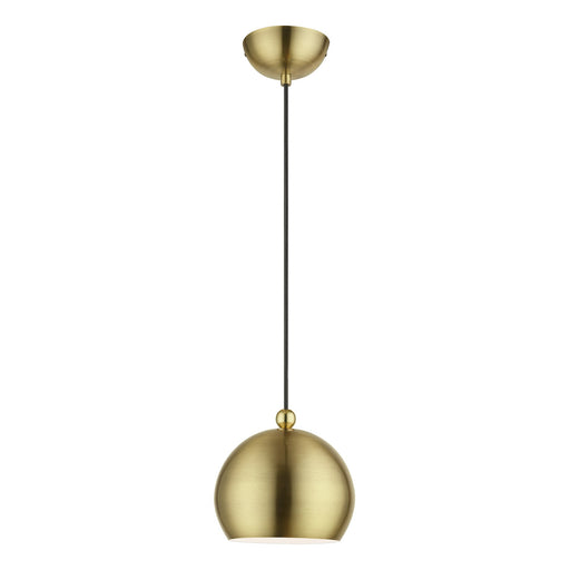 Stockton Globe Mini Pendant in Antique Brass with Polished Brass Accents