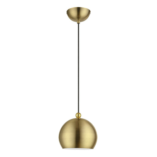 Stockton Globe Mini Pendant in Antique Brass with Polished Brass Accents