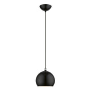 Stockton Globe Mini Pendant in Shiny Black with Polished Chrome Accents