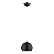 Stockton Globe Mini Pendant in Shiny Black with Polished Chrome Accents