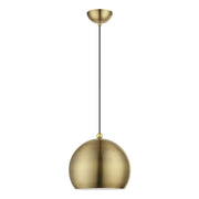 Stockton Globe Pendant in Antique Brass with Polished Brass Accents