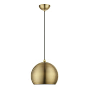 Stockton Globe Pendant in Antique Brass with Polished Brass Accents