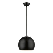 Stockton Globe Pendant in Shiny Black with Polished Chrome Accents