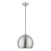 Stockton Globe Pendant in Brushed Nickel with Polished Chrome Accents