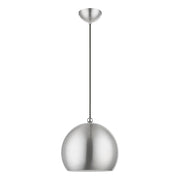 Stockton Globe Pendant in Brushed Nickel with Polished Chrome Accents
