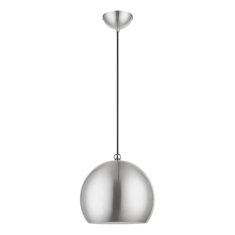 Stockton Globe Pendant in Brushed Nickel with Polished Chrome Accents