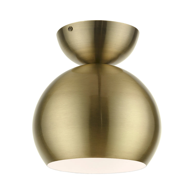 Stockton Globe Semi-Flush Mount in Antique Brass