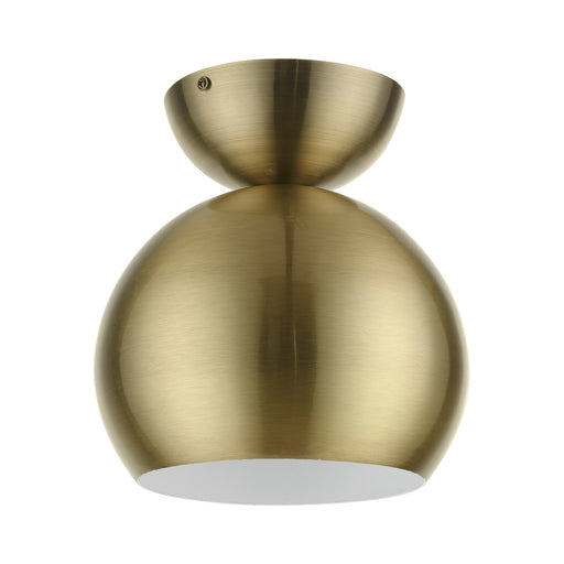 Stockton Globe Semi-Flush Mount in Antique Brass