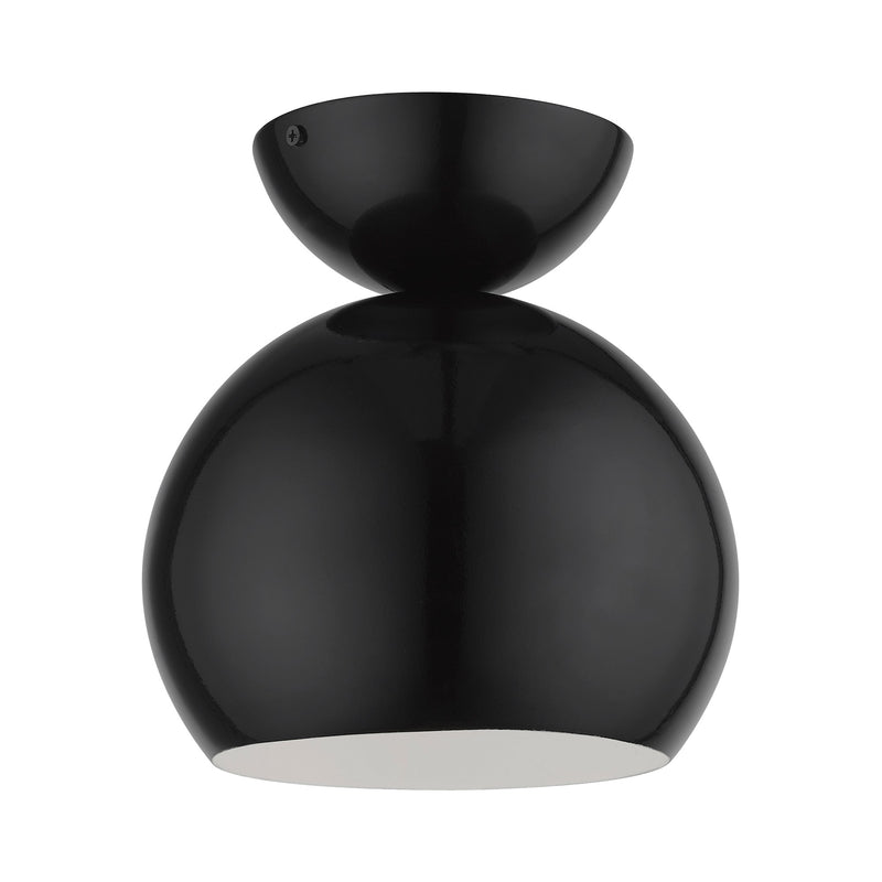 Stockton Globe Semi-Flush Mount in Shiny Black