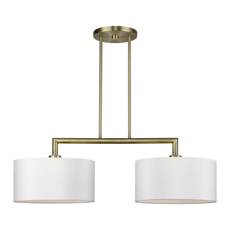 Meridian 2-Light Large Linear Chandelier in Antique Brass