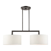 Meridian 2-Light Large Linear Chandelier in Black Chrome