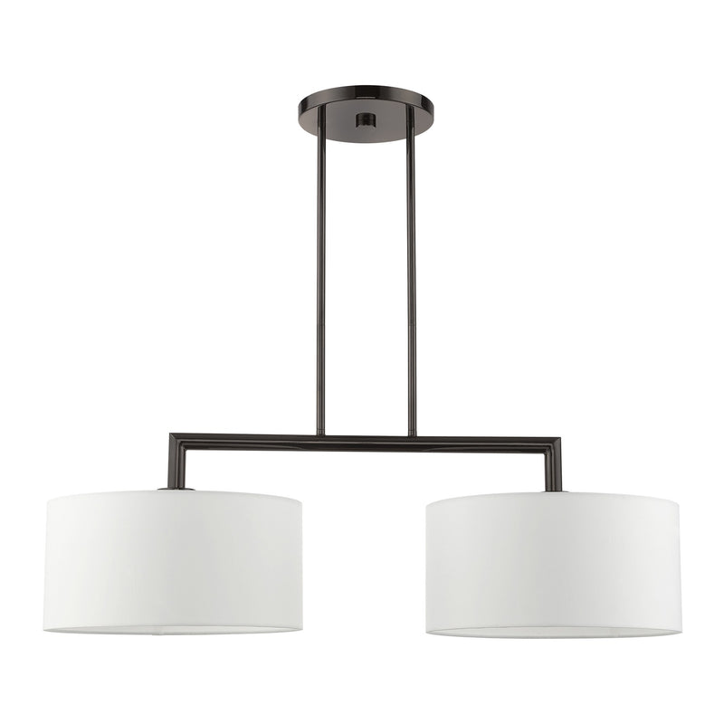 Meridian 2-Light Large Linear Chandelier in Black Chrome