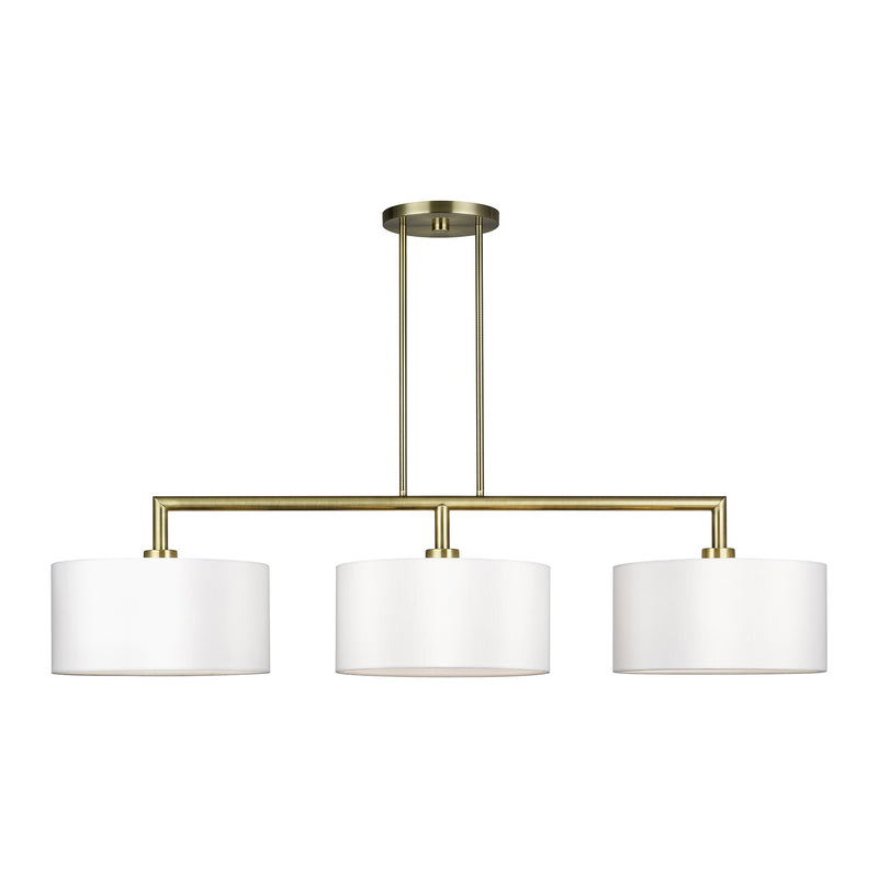 Meridian 3-Light Extra Large Linear Chandelier in Antique Brass