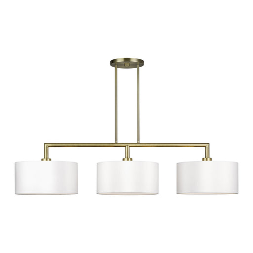 Meridian 3-Light Extra Large Linear Chandelier in Antique Brass