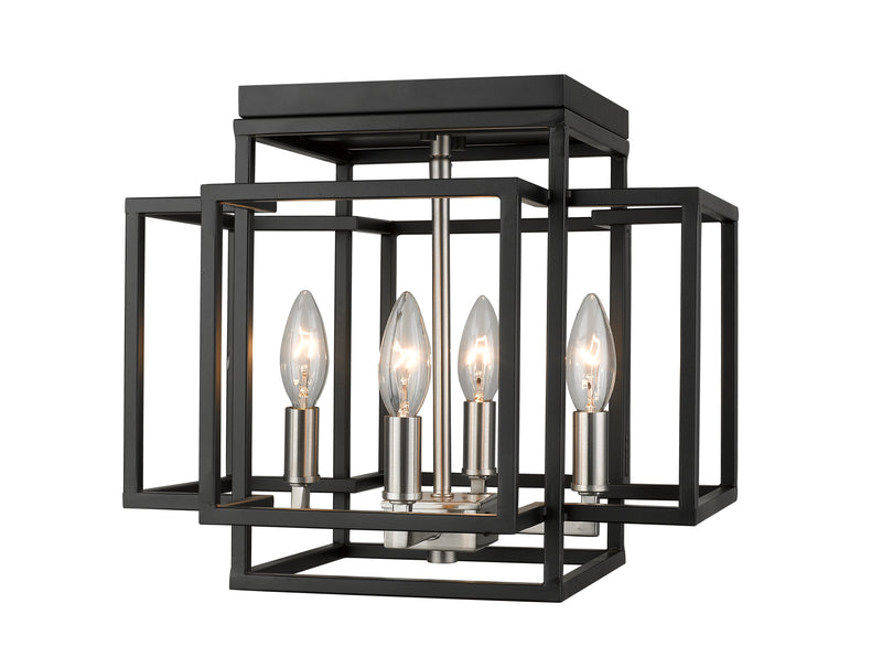Titania 4 Light 14" Flush Mount in Black + Brushed Nickel