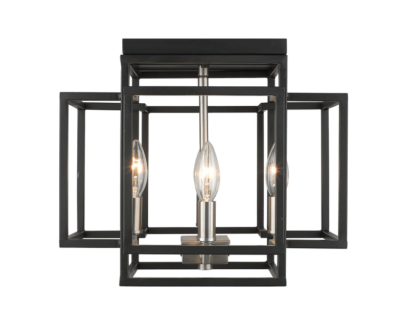 Titania 4 Light 14" Flush Mount in Black + Brushed Nickel