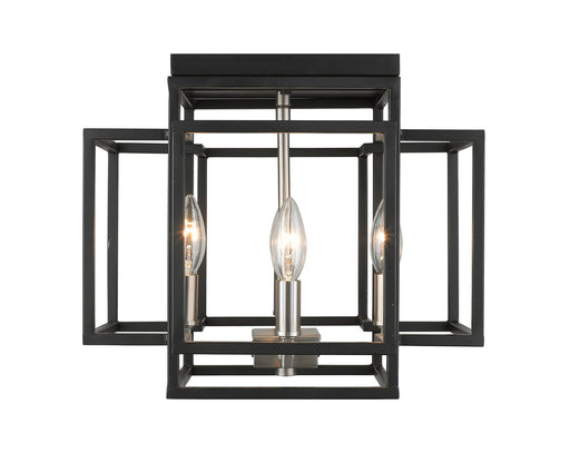 Titania 4 Light 14" Flush Mount in Black + Brushed Nickel