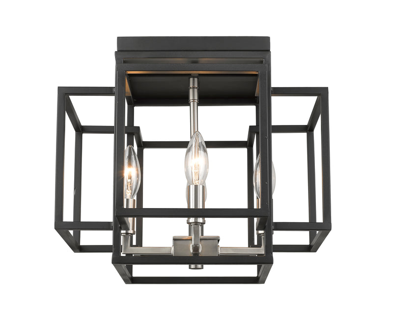 Titania 4 Light 14" Flush Mount in Black + Brushed Nickel