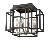 Titania 4 Light 14" Flush Mount in Black + Brushed Nickel