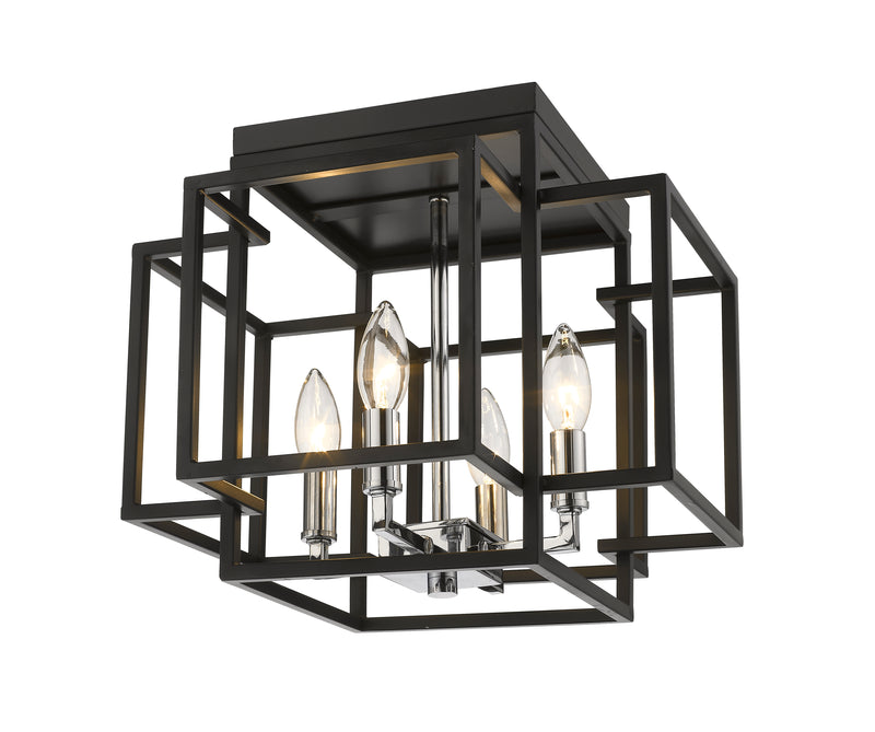 Titania 4 Light 14" Flush Mount in Black + Chrome