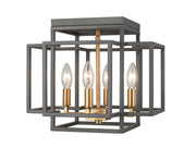 Titania 4 Light 14" Flush Mount in Bronze + Olde Brass