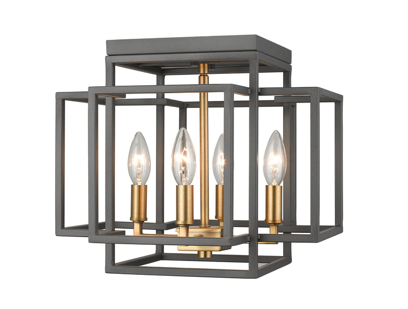Titania 4 Light 14" Flush Mount in Bronze + Olde Brass