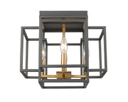 Titania 4 Light 14" Flush Mount in Bronze + Olde Brass