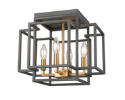 Titania 4 Light 14" Flush Mount in Bronze + Olde Brass