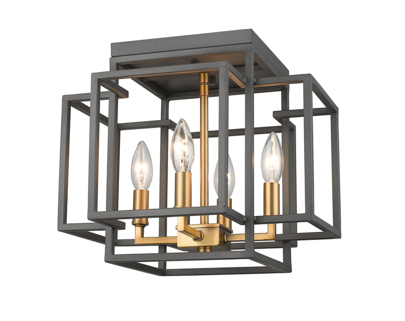 Titania 4 Light 14" Flush Mount in Bronze + Olde Brass