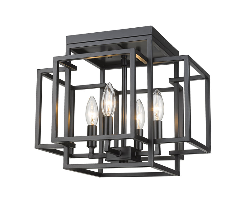 Titania 4 Light 14" Flush Mount in Matte Black