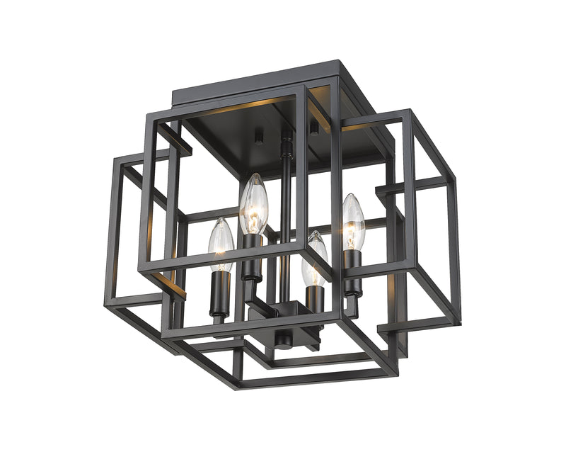 Titania 4 Light 14" Flush Mount in Matte Black