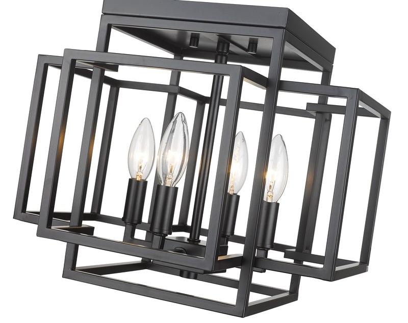 Titania 4 Light 14" Flush Mount in Matte Black