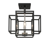 Titania 4 Light 14" Semi Flush Mount in Black + Brushed Nickel