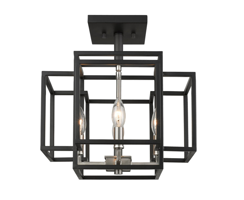 Titania 4 Light 14" Semi Flush Mount in Black + Brushed Nickel