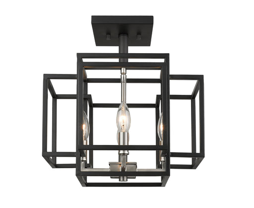 Titania 4 Light 14" Semi Flush Mount in Black + Brushed Nickel