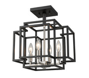 Titania 4 Light 14" Semi Flush Mount in Black + Brushed Nickel