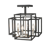 Titania 4 Light 14" Semi Flush Mount in Black + Brushed Nickel