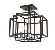 Titania 4 Light 14" Semi Flush Mount in Black + Chrome