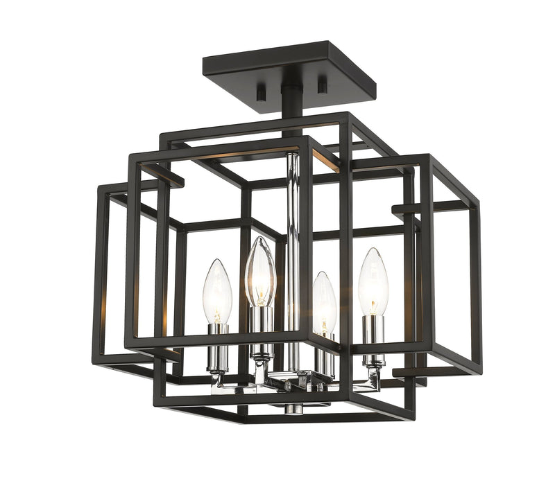 Titania 4 Light 14" Semi Flush Mount in Black + Chrome