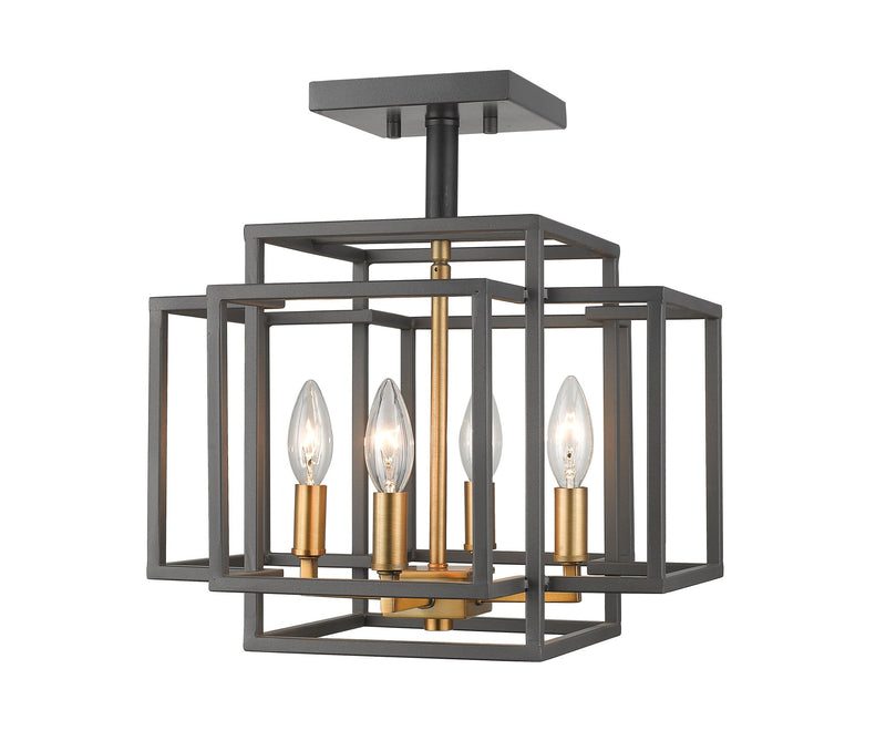 Titania 4 Light 14" Semi Flush Mount in Bronze + Olde Brass