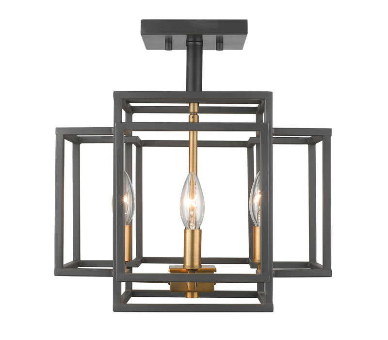 Titania 4 Light 14" Semi Flush Mount in Bronze + Olde Brass