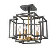 Titania 4 Light 14" Semi Flush Mount in Bronze + Olde Brass