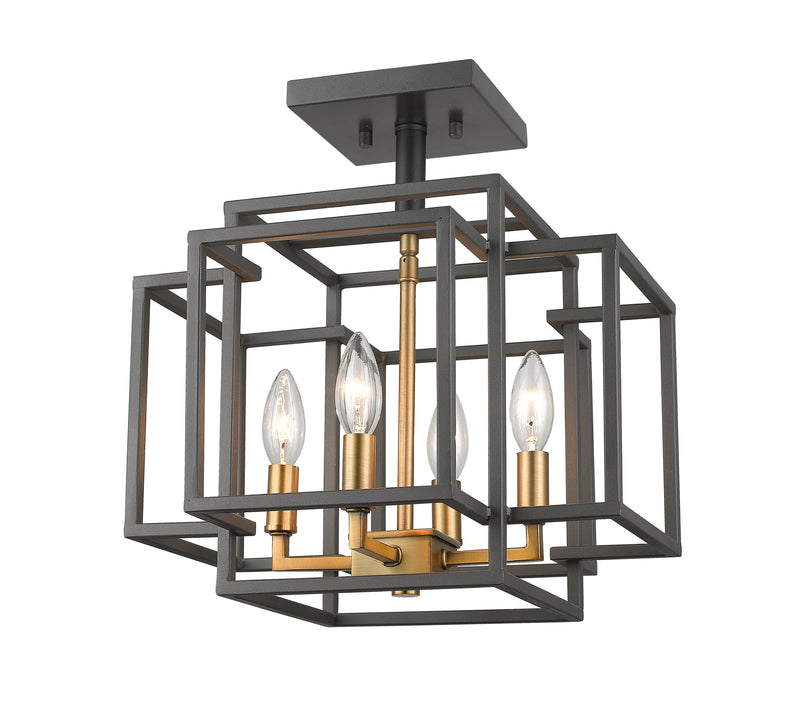 Titania 4 Light 14" Semi Flush Mount in Bronze + Olde Brass